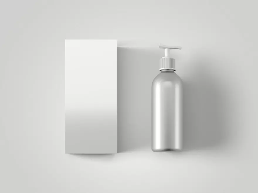 Download Bottle with packaging PSD mockup