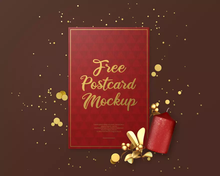 Download Red postcard PSD mockup