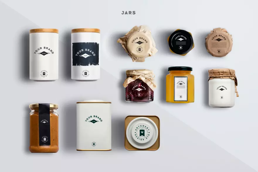 Download Products in jars PSD mockup