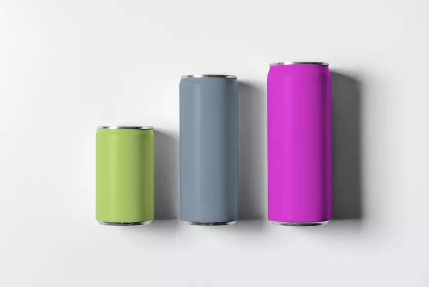 Download Colourful cans PSD mockup
