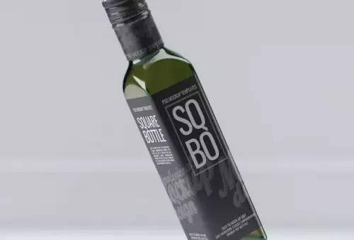 Green bottle mockup PSD