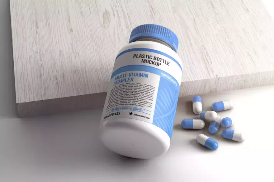 Download Pills with packaging PSD mockup