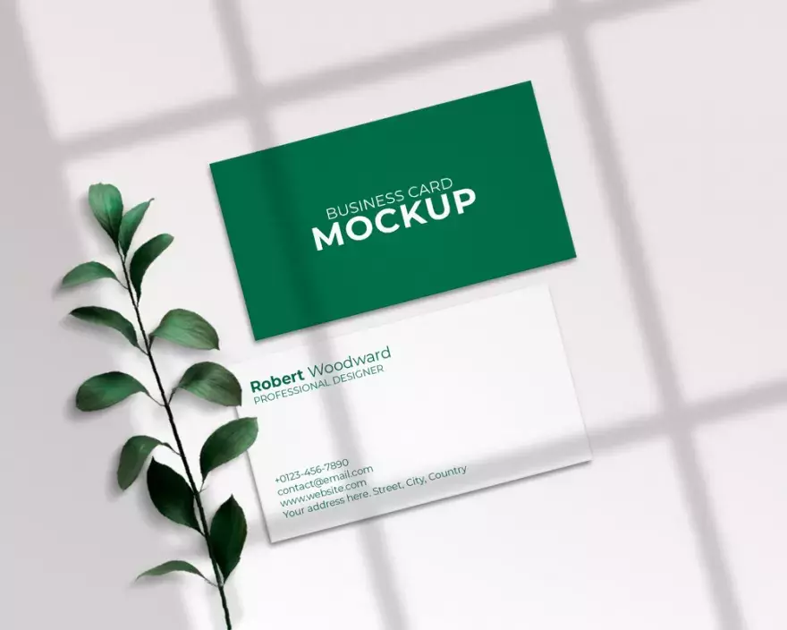 Download Green business card mockup
