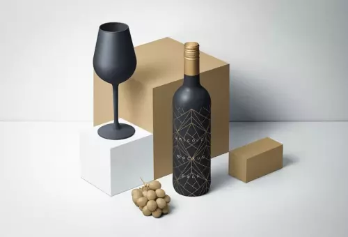 Glass and bottle mockup