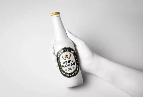 Bottle in hand mockup