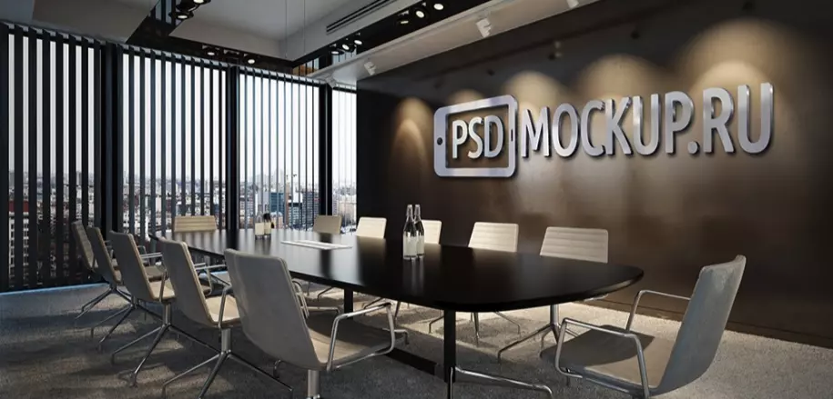 PSD mockup of 3D office logo