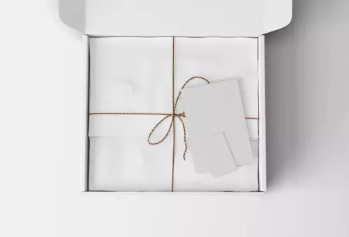 Mockup of a gift box with a greeting card