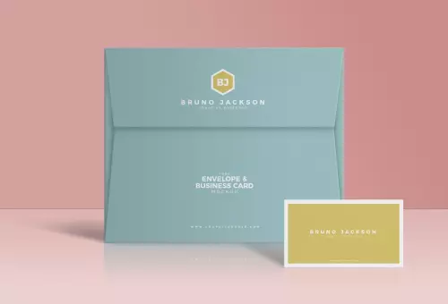 Envelope and business card PSD mockup