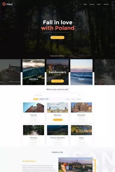 Travel website psd layout