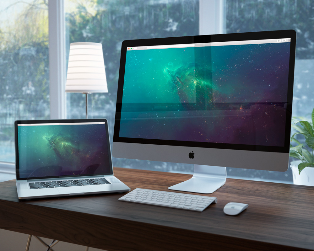 Monoblock and macbook PSD mockup